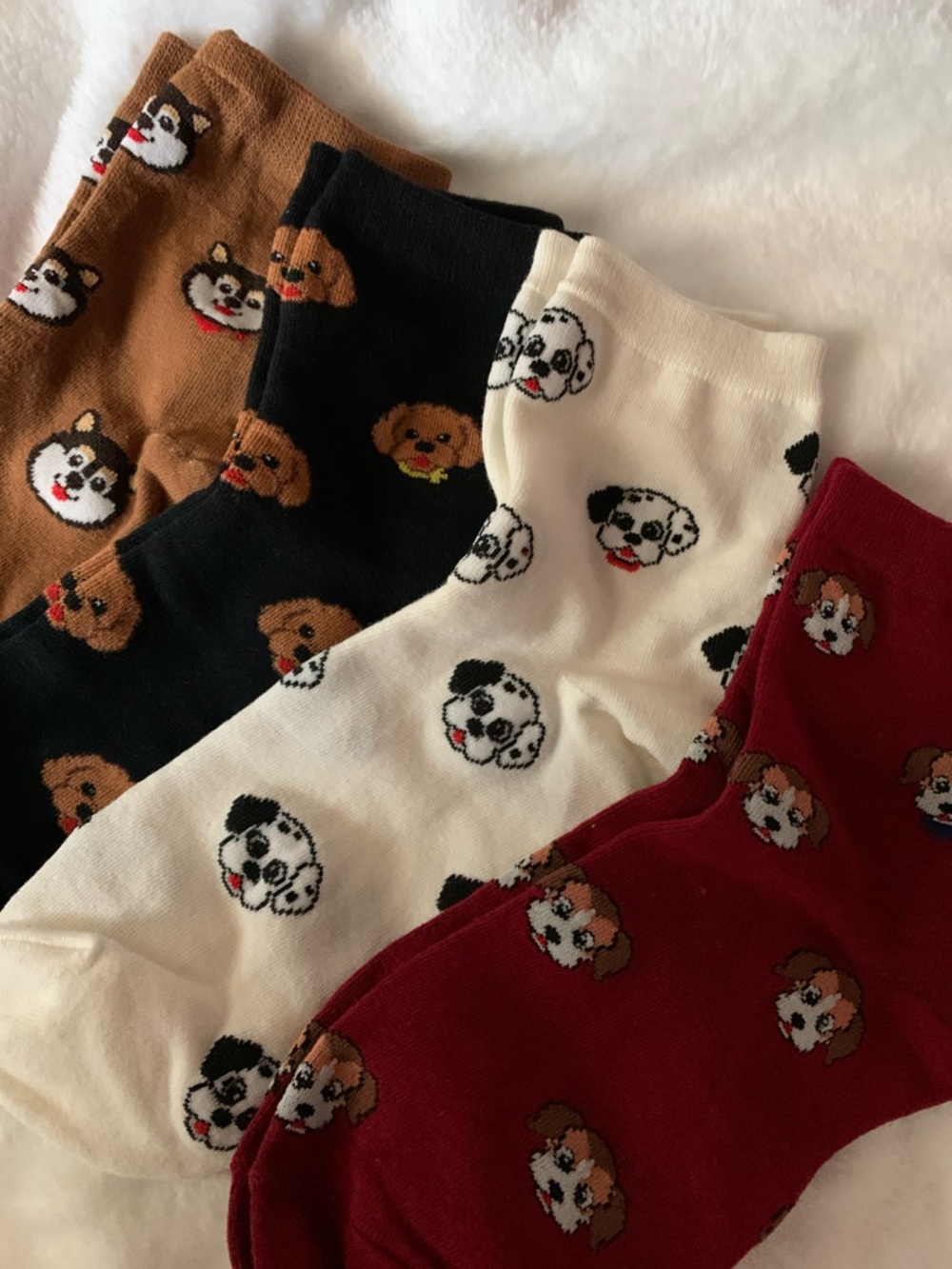 Dog Pattern socks in Brown, Black, Cream, Red - Picture 3 of 11